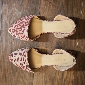Animal Cheetah Leopard Print Ballet Pointed Toe Flats, Size 8